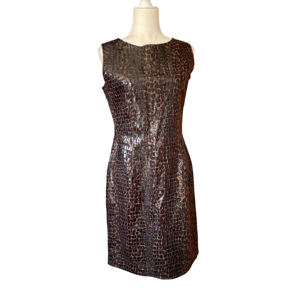 90s Faux Leather Dress Selene Sport Chocolate Brown SZ M